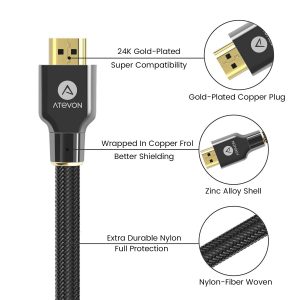 4K HDMI Cable – Atevon High Speed 18 Gbps HDMI 2.0 Cable